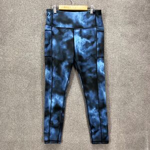 Yoga Leggings Pants Womens Small 4 6 Blue Black Stretch Active Wear Athlux‎